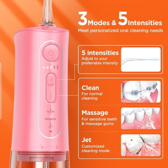 🆕️CORDLESS C5 WATER FLOSSER IN QUARTZ PINK W 2YR.WARRENTY 💗 - Picture 4 of 14